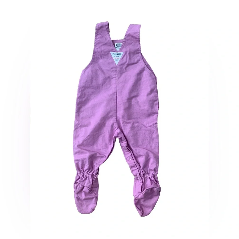 Vintage Oshkosh Size 6-9 Months Lavender Purple Footie Overalls